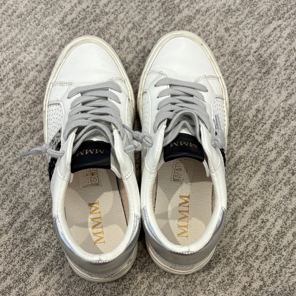 MCM White and Black Leather Sneakers